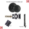 Rebated Double Door Pack Ripon Reeded Old English Mortice Knob Matt Black Combo Handle & Accessory Pack
