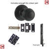 Double Door Pack Ripon Reeded Old English Mortice Knob Matt Black Combo Handle & Accessory Pack