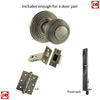 Double Door Pack Ripon Reeded Old English Mortice Knob Matt Gun Metal Combo Handle & Accessory Pack