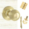 Double Door Pack Ripon Reeded Old English Mortice Knob Polished Brass Combo Handle & Accessory Pack