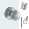 Double Door Pack Ripon Reeded Old English Mortice Knob Satin Chrome Combo Handle & Accessory Pack