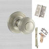 Rebated Double Door Pack Ripon Reeded Old English Mortice Knob Satin Nickel Combo Handle & Accessory Pack