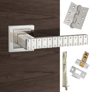 Image: Double Door Pack Senza Pari Bianca Lever on Square Rose Satin Nickel Combo Handle & Accessory Pack