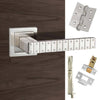 Rebated Double Door Pack Senza Pari Bianca Lever on Square Rose Satin Nickel Combo Handle & Accessory Pack