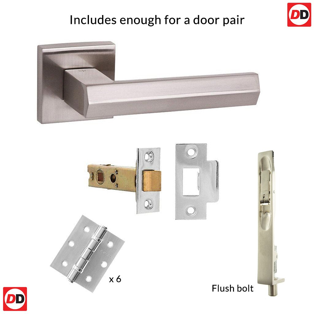 Rebated Double Door Pack Senza Pari Davoli Lever on Flush Rose Satin N