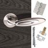 Double Door Pack Senza Pari Elisse Lever on Rose Satin Nickel Polished Chrome Combo Handle & Accessory Pack
