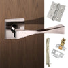 Double Door Pack Senza Pari Guido Lever on Flush Rose Satin Nickel Combo Handle & Accessory Pack