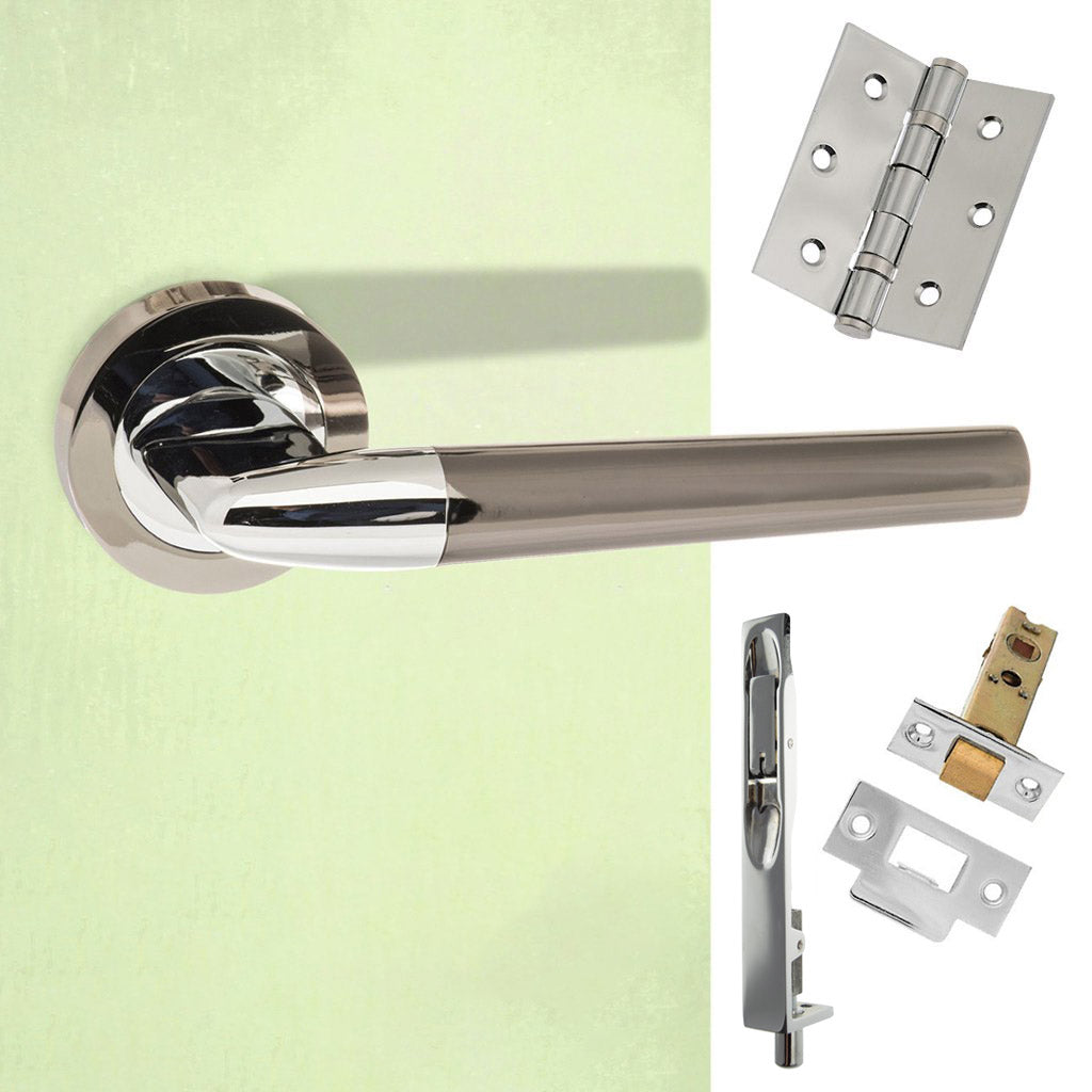 Double Door Pack Tennessee Status Lever on Round Rose Black Nickel Polished Chrome Combo Handle & Accessory Pack Pack
