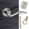 Double Door Pack Valencia Mediterranean Lever On Rose Satin Nickel/Polished Nickel Combo Handle & Accessory Pack