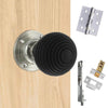 Rebated Double Door Pack Whitby Reeded Ebony Wood Old English Mortice Knob Polished Nickel Combo Handle & Accessory Pack