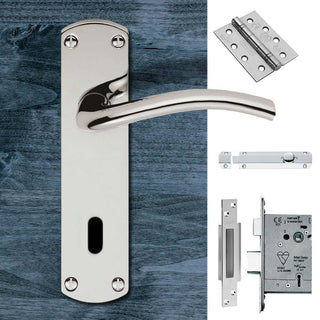 Image: Double Door Serozzetta Tres SZC031CP Lever Lock Polished Chrome - Combo Handle & Accessory Pack