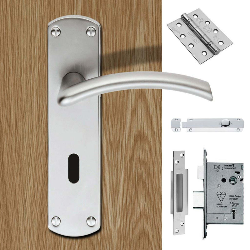 Double Door Serozzetta Tres SZC031SC Lever Lock Satin Chrome - Combo Handle & Accessory Pack