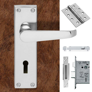 Image: Double Door CBV30 Victorian Suite Lever Lock Polished Chrome - Combo Handle & Accessory Pack