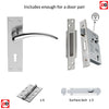 Double Door DL64 Wing Contemporary Lever Lock Satin Chrome - Combo Handle & Accessory Pack