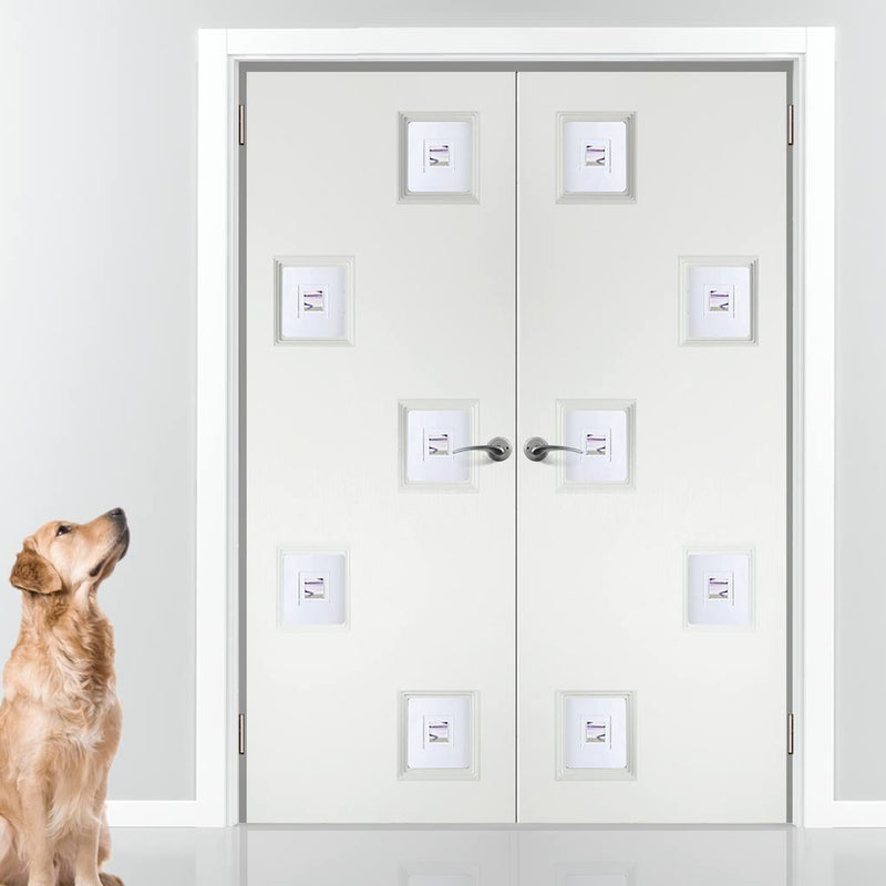 Contemporary Internal PVC Door Pair - Charlotte Fusion 3 Geometric Design Glass