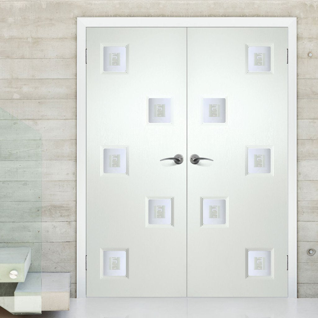 Contemporary Internal PVC Door Pair - Charlotte Fusion 2 Geometric Design Glass