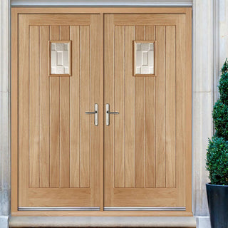Image: Suffolk Oak External Double Door and Frame Set - Frosted Double Glazing