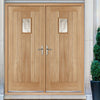 Suffolk Oak External Double Door and Frame Set - Frosted Double Glazing
