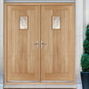 Suffolk Oak External Double Door and Frame Set - Frosted Double Glazing