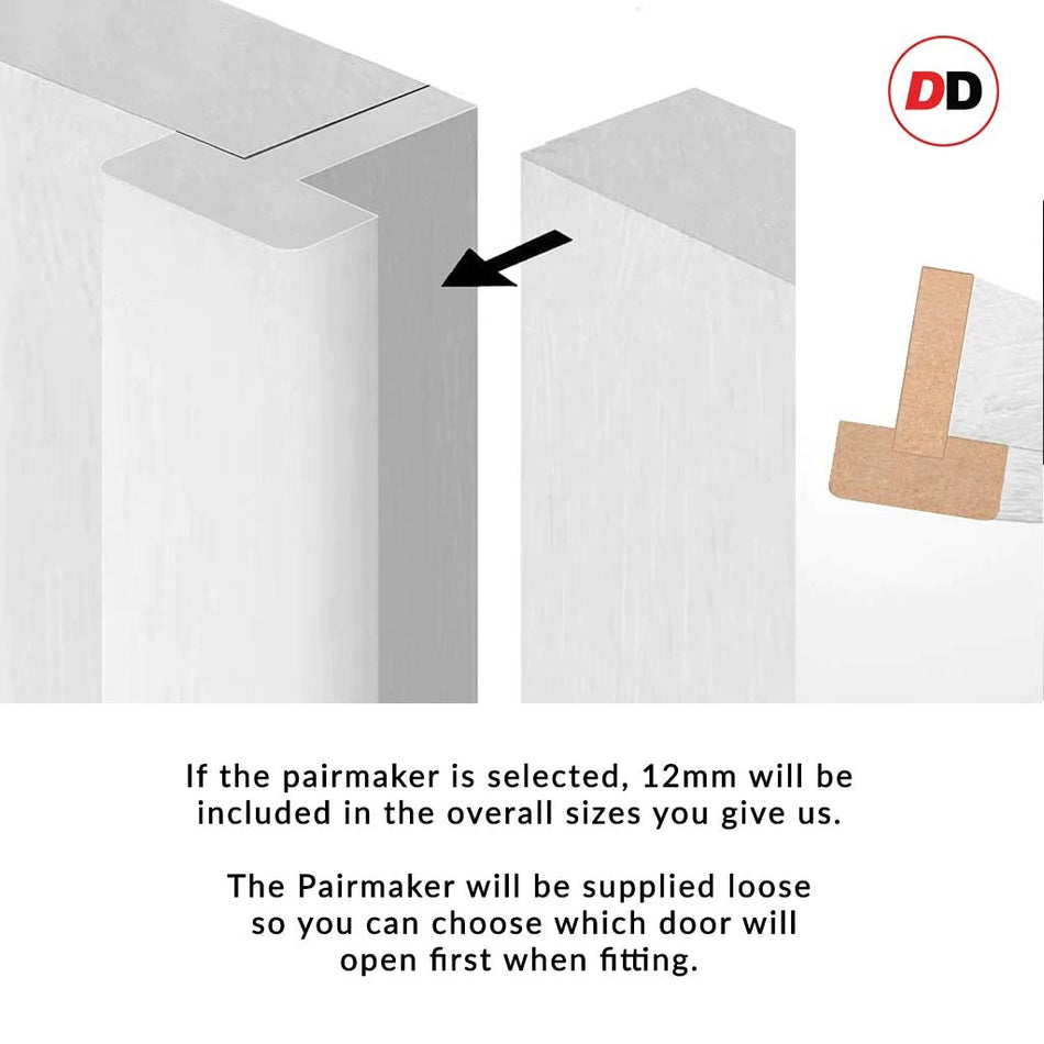 Eco-Urban Tokyo 3 Pane 3 Panel Solid Wood Internal Door Pair UK Made DD6423SG Frosted Glass - Eco-Urban® Cloud White Premium Primed