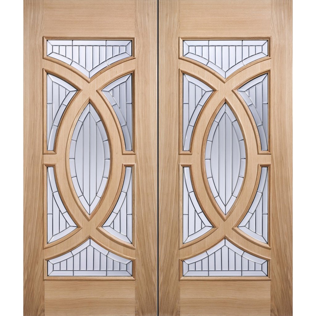 Majestic External Oak Door Pair - Zinc Bevel Clear Tri Glazing