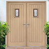 Chancery Onyx External Oak Double Door and Frame Set - Bevelled style Tri Glazing