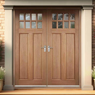 Image: Chigwell Hardwood Double Door and Frame Set - Clear Toughened Double Glazing