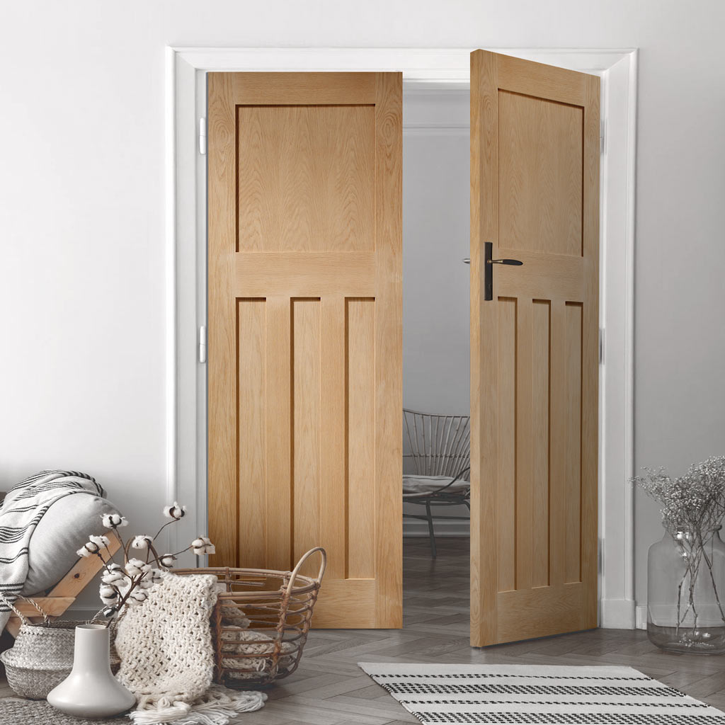 DX Oak Panel Internal Door Pair - 1930's Style