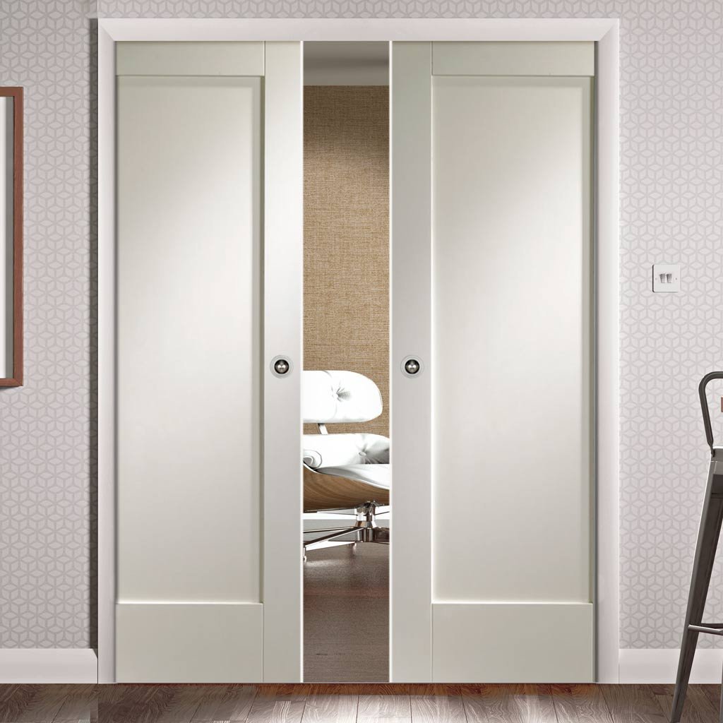 Bespoke Pattern 10 Style Panel White Primed Double Pocket Door
