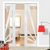 Calypso Aurora Shaker Double Evokit Pocket Doors - Clear Glass - White Primed