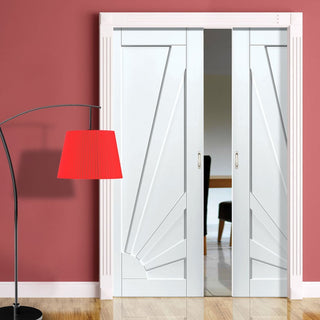 Image: Calypso Aurora Shaker Double Evokit Pocket Doors - White Primed