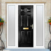 Premium Composite Front Door Set with Two Side Screens - Camarque Solid - Shown in Black
