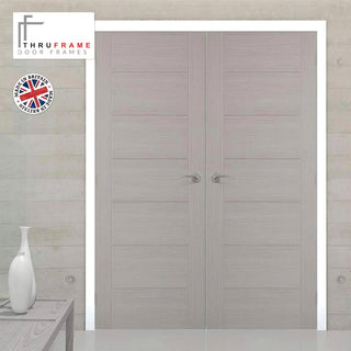 Image: Thruframe Interior White Primed Door Lining Frame - Suits Standard Size Double Doors