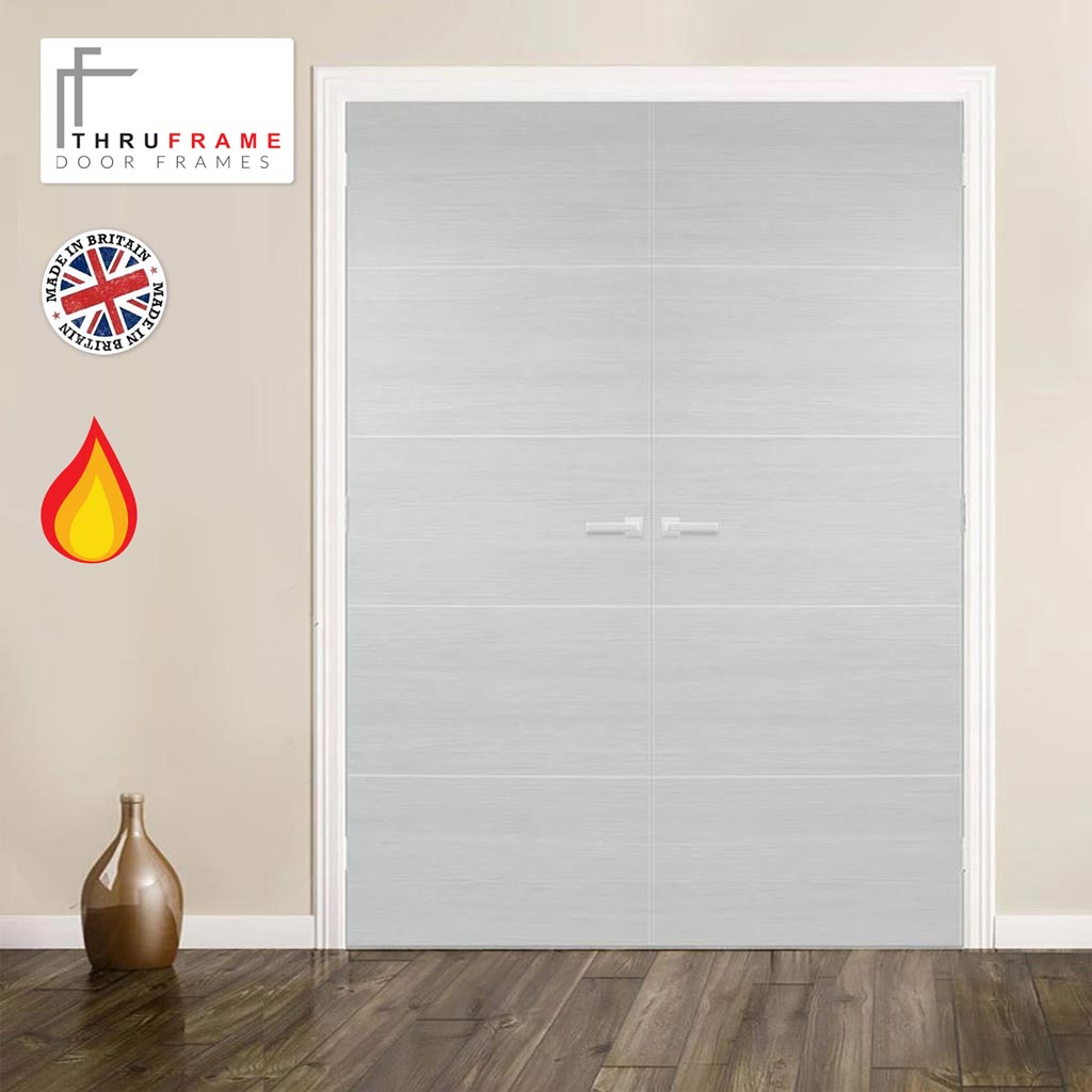 Thruframe Double Fire Door Frame Kit in White Primed MDF - Suits Double Fire Doors