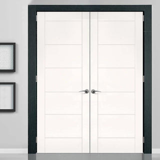 Image: Bespoke Seville White Primed Flush Internal Door Pair