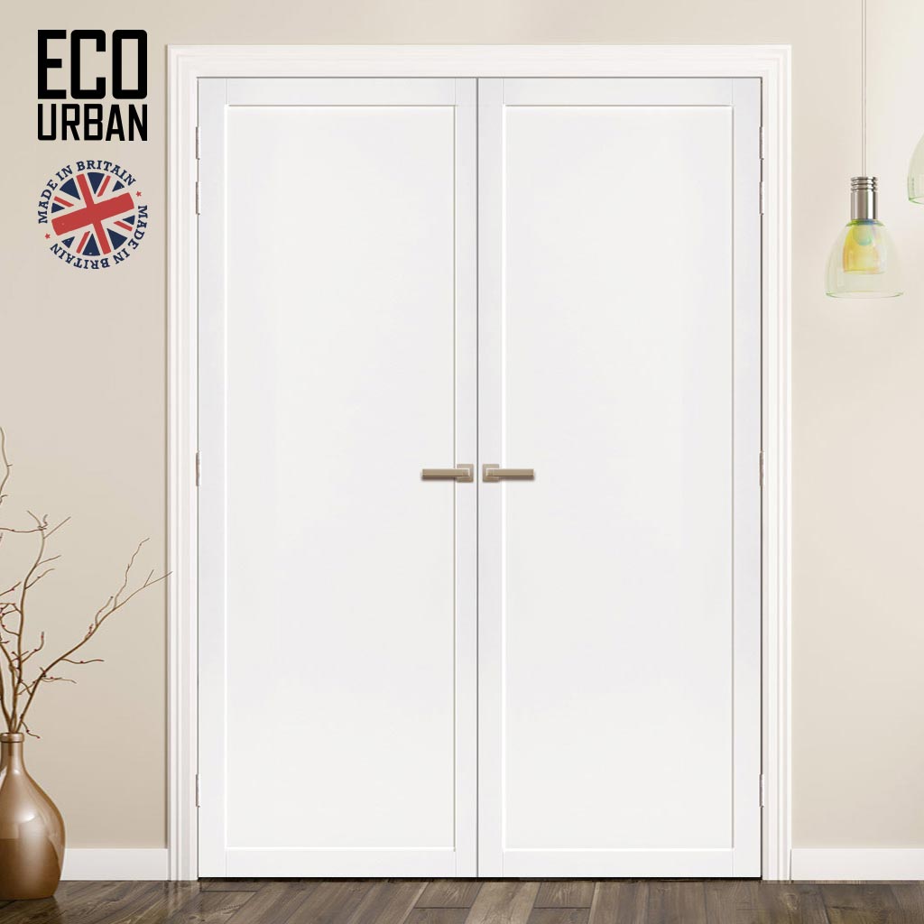Baltimore 1 Panel Solid Wood Internal Door Pair UK Made DD6301 - Eco-Urban® Cloud White Premium Primed