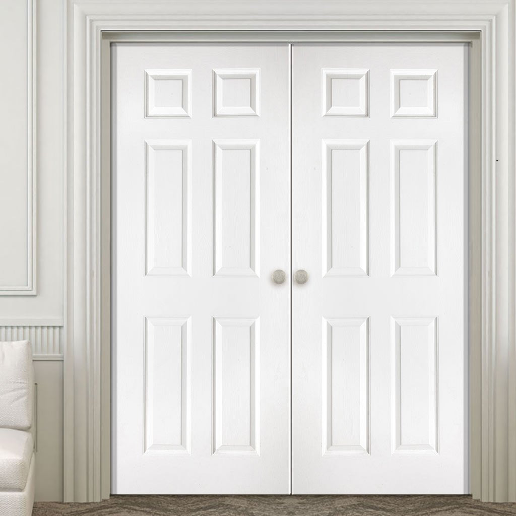 Washington Solid Grained 6 Panel PVC Door Pair