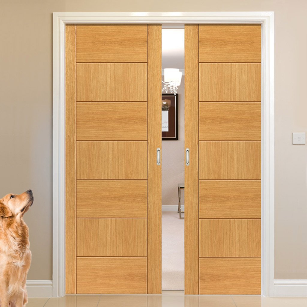 Sirocco Oak Double Evokit Pocket Doors - Prefinished