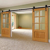 Double Sliding Door & Track - Dove Oak Doors - Clear Glass