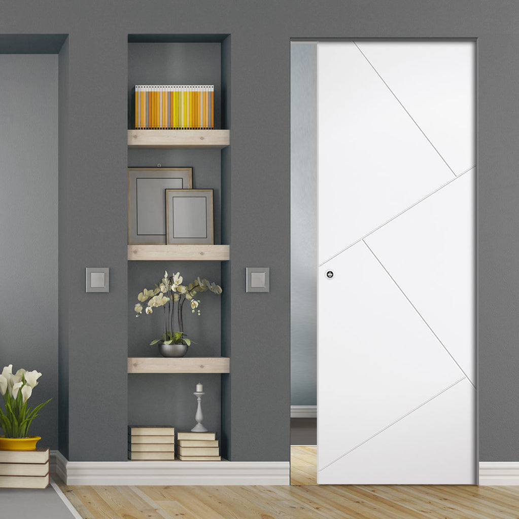 Dover Flush Absolute Evokit Single Pocket Door - White Primed