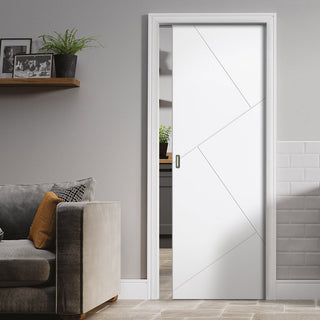 Image: Dover Flush Single Evokit Pocket Door - White Primed