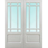 Downham Door Pair - Bevelled Clear Glass - White Primed