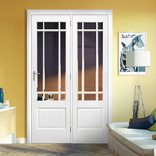 Image: ThruEasi Room Divider - Downham Bevelled Clear Glass White Primed Door with Single Side