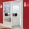 Two Folding Doors & Frame Kit - Downham 2+0 - Bevelled Clear Glass - White Primed