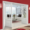 Three Folding Doors & Frame Kit - Downham 2+1 Folding Door- Bevelled Clear Glass - White Primed