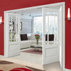 Three Folding Doors & Frame Kit - Downham 2+1 Folding Door- Bevelled Clear Glass - White Primed