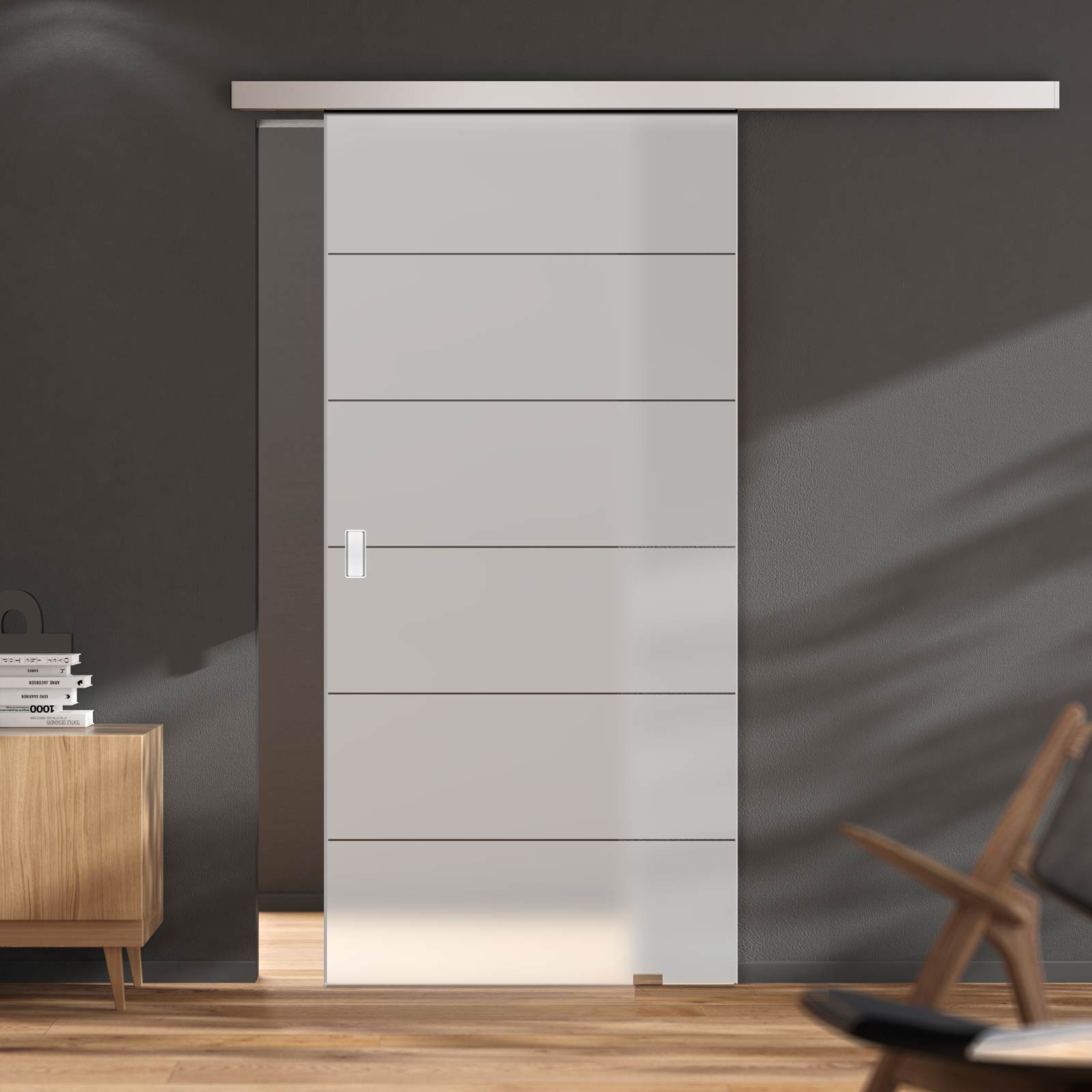 Single Glass Sliding Door - Drem 8mm Obscure Glass - Clear Printed Design - Planeo 60 Pro Kit