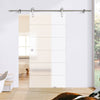 Single Glass Sliding Door - Solaris Tubular Stainless Steel Sliding Track & Drem 8mm Obscure Glass - Clear Printed Design