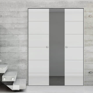 Image: Drem 8mm Obscure Glass - Obscure Printed Design - Double Absolute Pocket Door