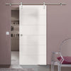 Single Glass Sliding Door - Solaris Tubular Stainless Steel Sliding Track & Drem 8mm Obscure Glass - Obscure Printed Design